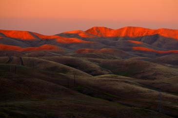 San Ramon Hills Lit by Setting Sun - San Ramon, California