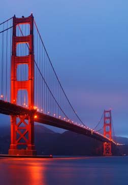 Golden Gate Bridge at Night - San Francisco, California