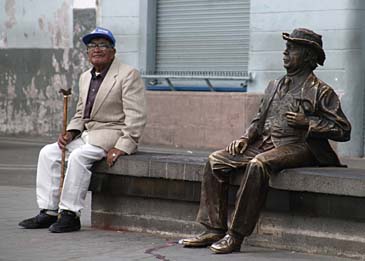 Old Man and Statue - Plaza del Teatro, Quito, Ecuador